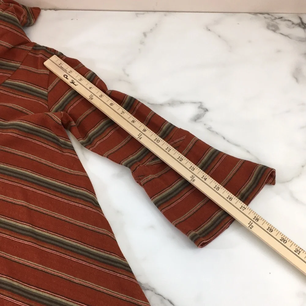 New‎ Romantics Free People Swing Dress Womens XS Orange Green Striped Knit